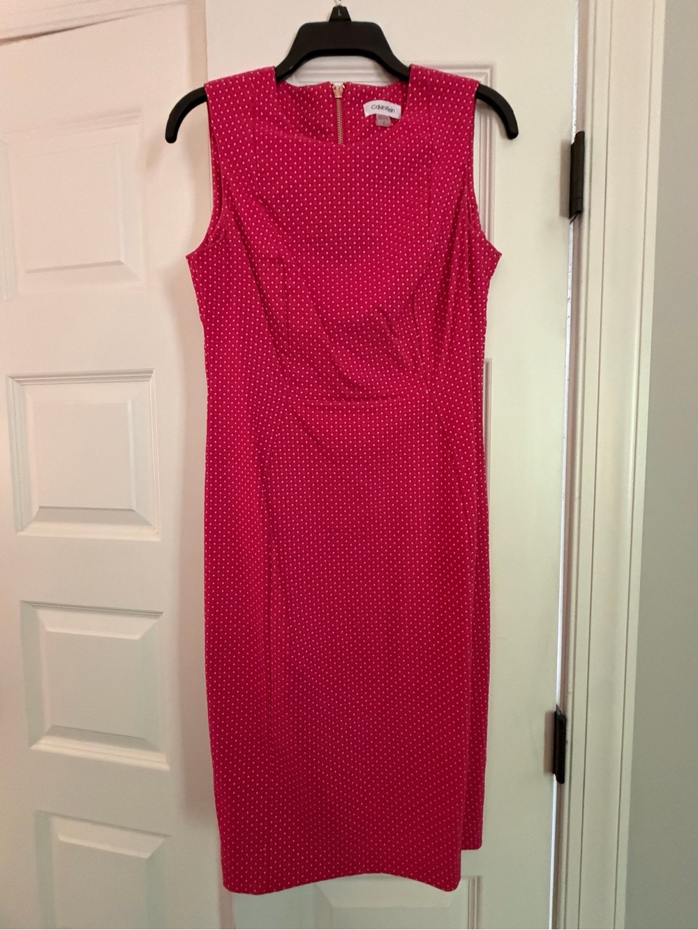 Calvin Klein Hot Pink Polka Dot Sheath Dress